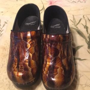 Dansko reptile print leather clogs size 38